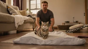 Ce manque de souplesse au réveil montre qu’il faut adapter la maison pour votre vieux chat